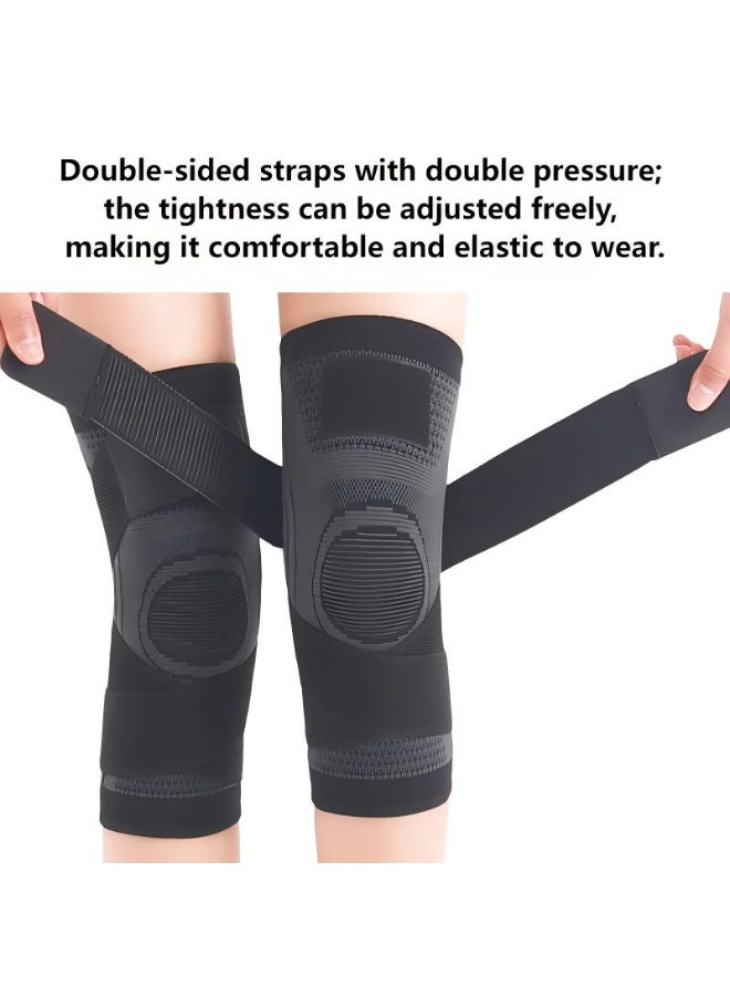 Joudi 2-Piece Knee Brace Compression Knee Sleeve for Men & Women Knee Pad Support Running Cycling Basketball with Adjustable Strap Wrap - Image 4